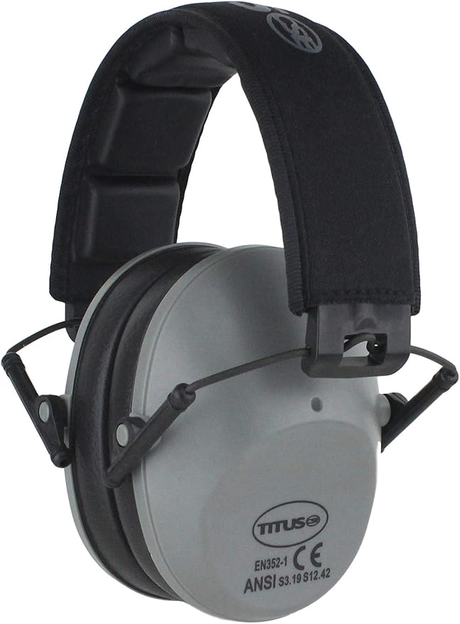 TITUS 2-Series Premium Low Profile Earmuffs, ANSI Rated, High NRR Noise Reduction, Durable Sport Band, Hearing Protection PPE