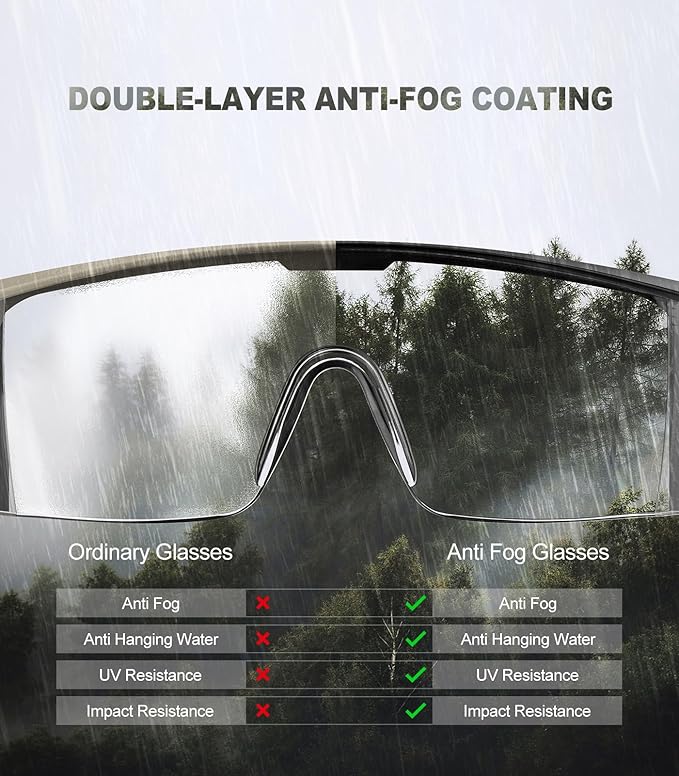 xaegistac Anti-Fog Safety Glasses with Side Shields,UV400 Protective Eyewear,Impact Resistant Safety Goggles for Men Women