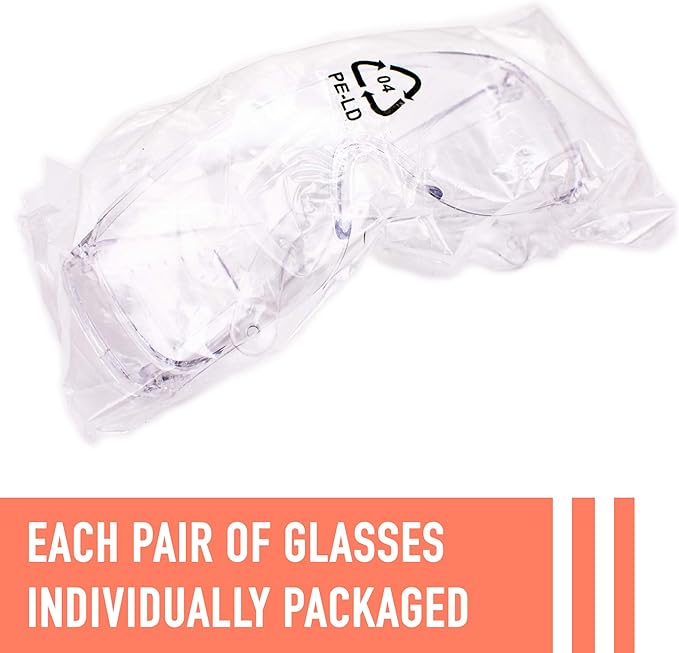 Aqulius Safety Glasses Over Eyeglasses - 3 Pack, OTG Style - Anti-Fog & Scratch-Resistant Safety Goggles Over Glasses Fit Over Prescription Eyewear