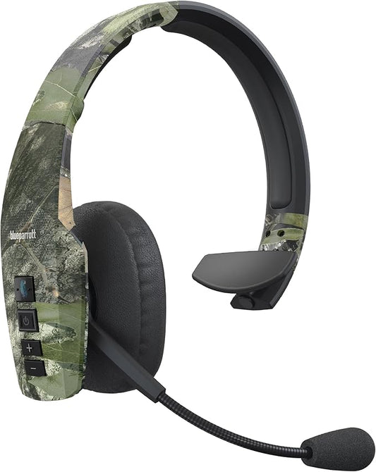 BlueParrott B450-XT Mono Bluetooth Wireless Headphones 96% Noise Canceling Mossy Oak Obsession Edition Trucker Headset with Mic, Comfort Padded Headband, 300 ft. Wireless Range, 24 hrs Talk Time, Camo