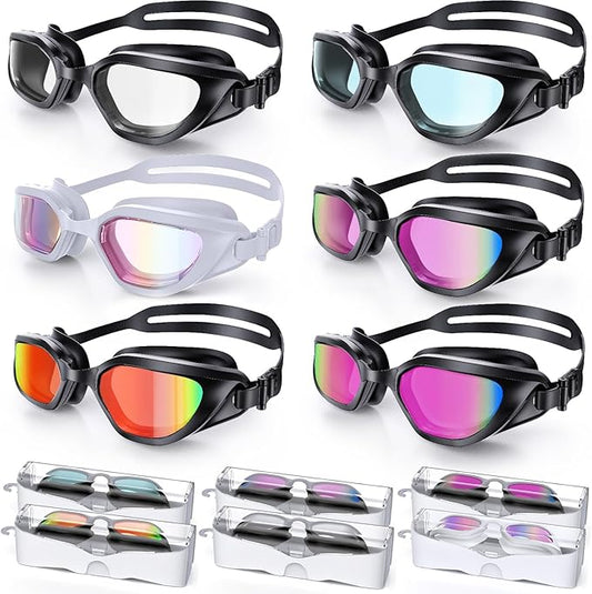 Swim Goggles, Unisex Adult Swimming Goggles Upgraded Anti Fog Anti UV No Leakage Wide View for Men Women Youth