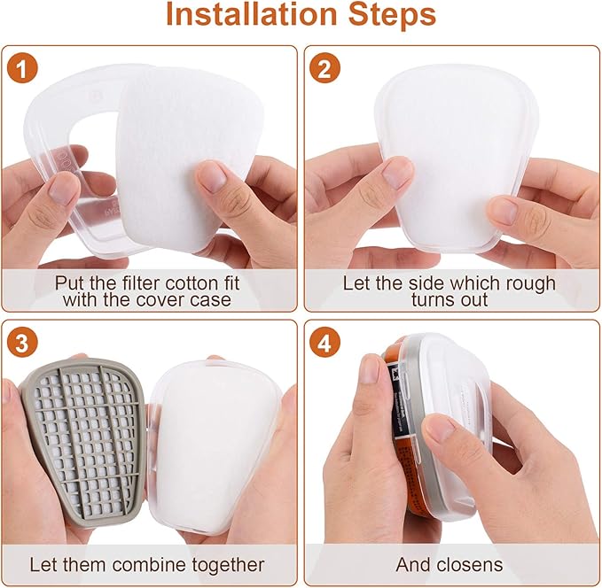 6001 Filter Cartridges for Respirator Mask with Filters, Dust-Proof, Painting-Proof, Organic Vapor, Pollen and Chemical Cartridges Brown