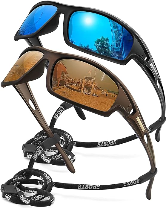 Polarized Sports Sunglasses for Men 100% UV Protection Wrap Around Unbreakable Sun Glasses for Fishing Driving