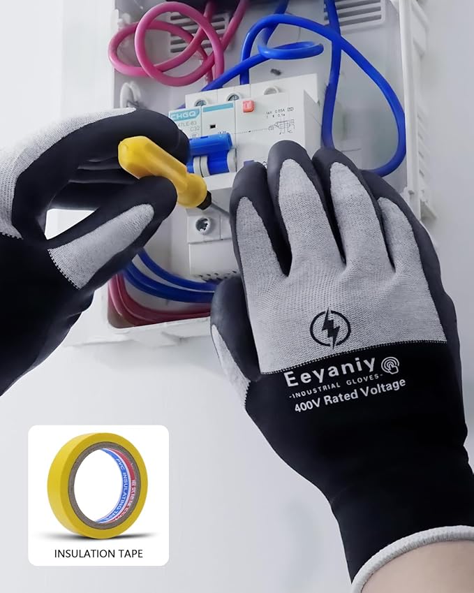 Electrician Gloves 400V Insulated Work Gloves High Voltage Insulated Rubber Non-Slip Electrical Gloves