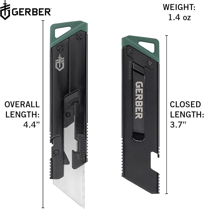 Gerber Gear EAB Slim Compact Utility Knife, Clips to Pocket or Keychain with Replaceable Blade with Bottle Opener for Everyday Carry, EDC Gear with Box Cutter Retractable, Black