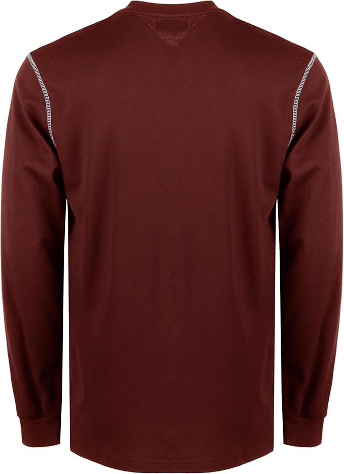 BOCOMAL FR Shirts for Men 5.5oz Lightweight Long Sleeve Work Henley Fire Resistant Shirt CAT2