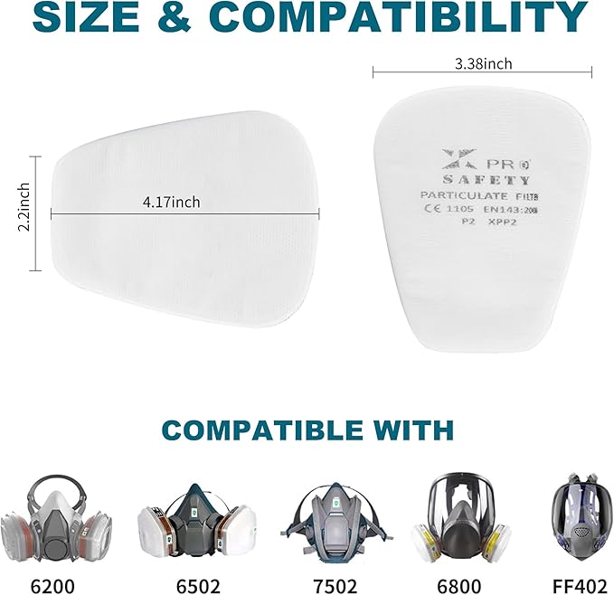 XPRO 20PCS 5N11 Respirator Filter Cotton - 6001 Filter Cartridges, Particulate Filter Cotton Respirator Filter, Against Dust, Spray Paint, Particles, for 6200, 6800, 6000, 7501, 7502 Series