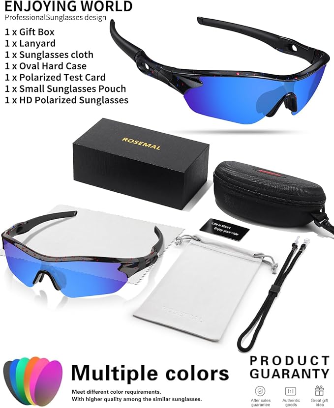 Polarized Sports Sunglasses for Men Women Youth Baseball Running Fishing Tennis Golf Cycling Driving Motor TAC UV400 TR90