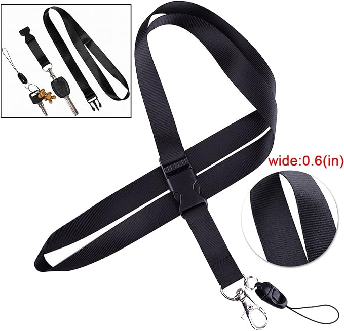 YOUOWO 5 Pack Nylon Office Neck Lanyards Detachable Buckle Enhanced Model Hook Breakaway Strap Lanyard for ID Badge,Key,Women,Men,Phones,USB,Whistles,Black,Blue,Yellow,Orange,Purple