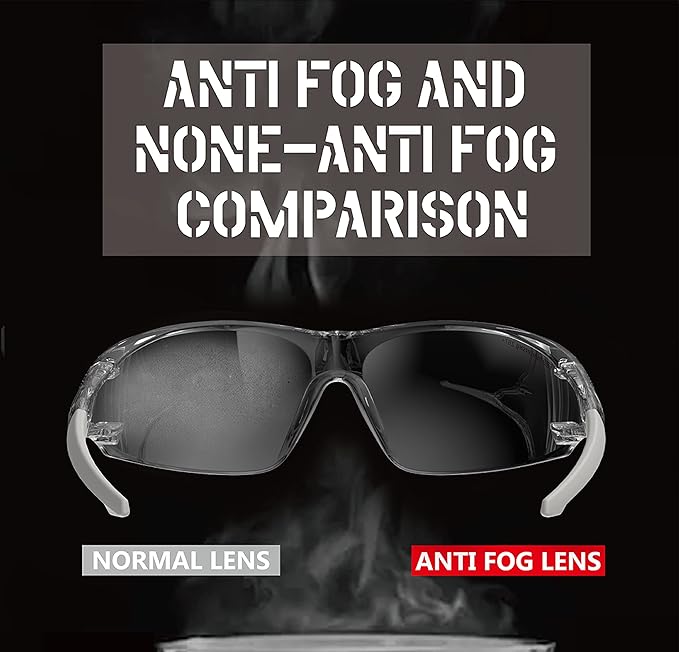 ANSI Z87.1 Anti-Fog Wrap-Around Clear Safety Glasses, Pickleball lab chemistry goggles with Scratch Resistant