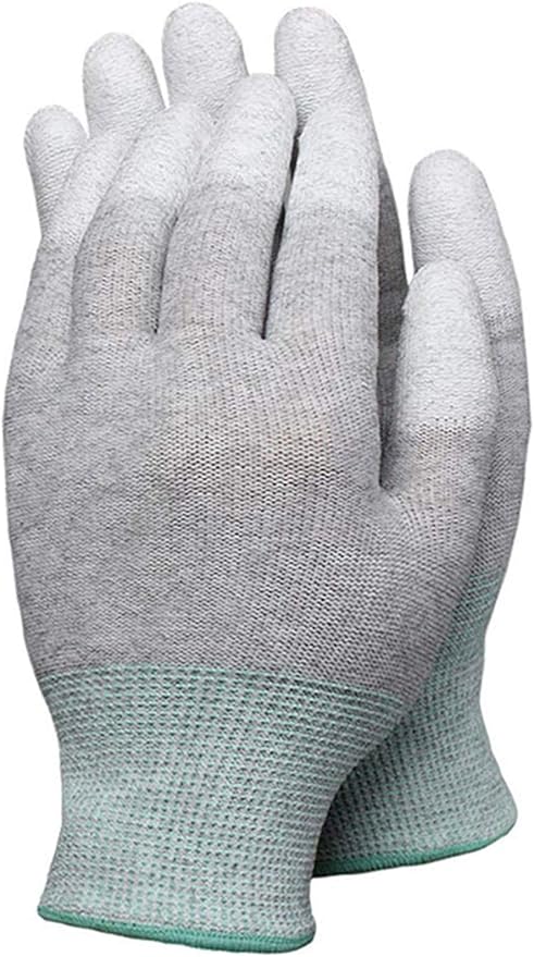 VIPER 10 Pairs Anti Static Gloves, Coated Fingertip Grey Carbon Fibers,13G ESD Safety Work Gloves