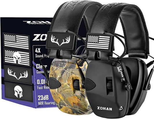 ZOHAN Electronic Shooting Earmuffs, Hearing Protection Shooters, NRR 23dB Noise Reduction Gun Range Ear Protection Headphones