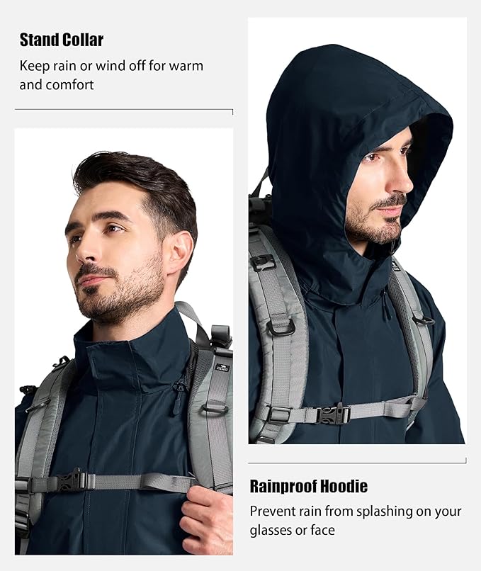 SWISSWELL Mens Women Rain Suit Rain Jacket and Pants Waterproof Lightweight Windbreaker with Detachable Hood for Golf Fishing