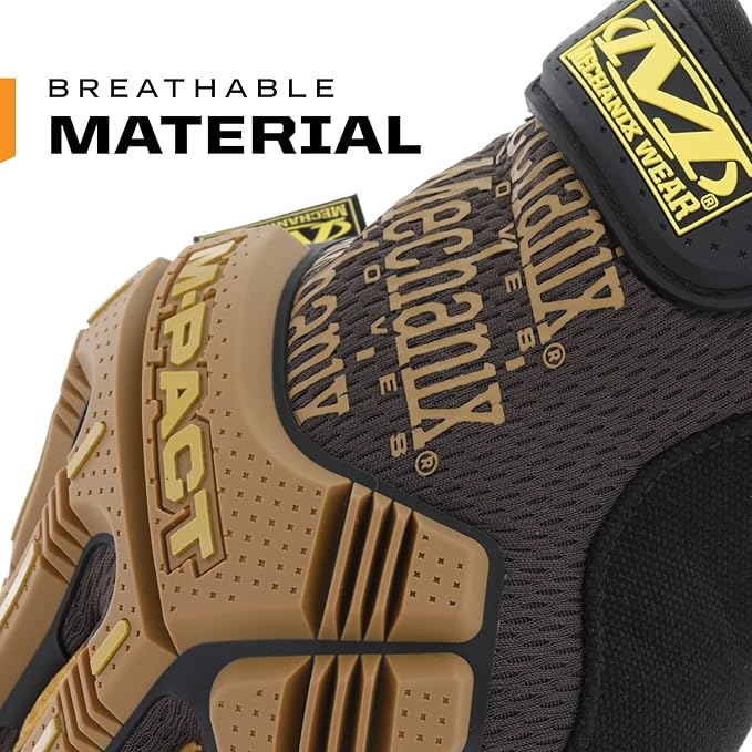 Mechanix Wear M-Pact Leather Gloves - Leather Impact-Resistant Work Gloves for Hand Support - Breathable Design - Shock Absorbing - Machine Washable - Brown/Black - Large