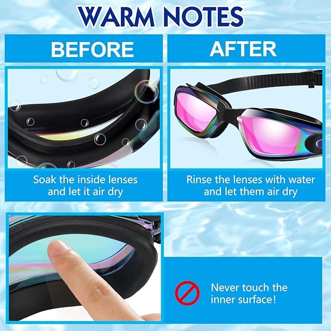 Flutesan 12 Pack Swim Goggles for Adult Kids Anti Fog Swimming Glasses with 12 Ear Plugs Nose Clip No Leaking Full Protection
