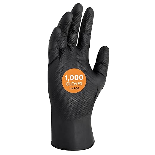 Kleenguard™ Kraken Grip Fully Textured Black Nitrile Gloves (49277), Large (L), Powder-Free, 6 Mil, Ambidextrous, Thin Mil, 100 Gloves/Box, 10 Boxes/Case