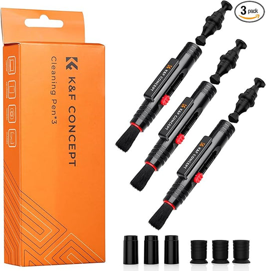 K&F Concept Professional Lens Cleaning Pen*3 with Soft Brush, Carbon Head Lens Cleaning Pen for Canon, Nikon, Pentax, Sony Digital Camera Cleaning,AR VR Glasses Cleaning