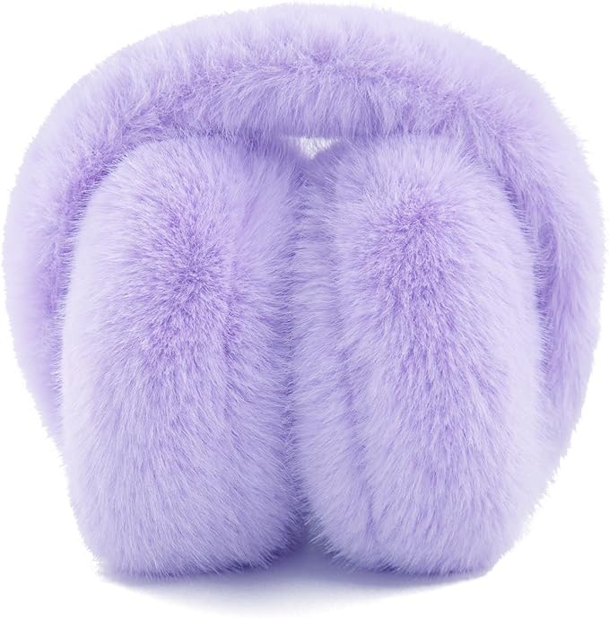 Winter Ear Muffs for Women Girls Faux Fur Cute White Earmuffs Fluffy Ear Warmers Foldable Ear Covers Outdoor
