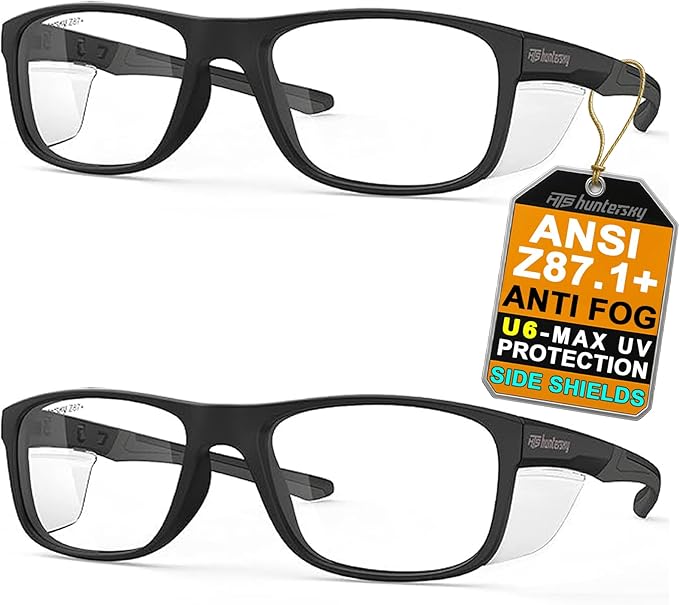 HTS TR90NZZ Safety Glasses Small Size with Side Shields ANSI Z87 Optical Eyeglass prescription Frame Scratch Fog Resistant