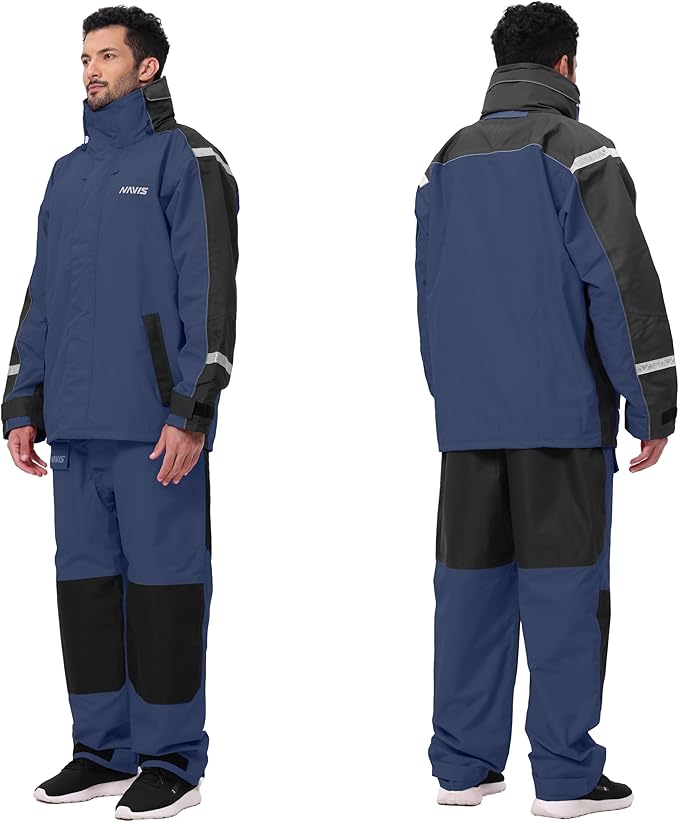 Men’s Waterproof Sailing Jacket & Bib Set – Coastal Breathable Hard Shell, Hi-Vis Hood, Cordura Reinforced