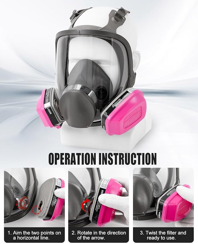 Full Face Respirator Mask with 60921 Filters - 6800 Reusable Gas Mask Against Dust Organic Vapor Anti-fog Mask for Epoxy Resin, Chemicals, Painting, Car Spraying, Woodworking, Welding, Polishing