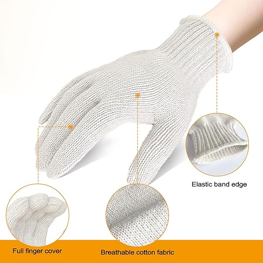 GSAFEME 12 Pairs Cotton Glove Liners for BBQ, Cooking, Grilling, Food Handling - Safety Work Gloves Hand Saver, Large