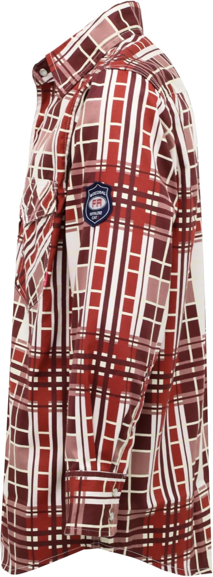 BOCOMAL FR Shirts Flame Resistant NFPA2112/CAT2 6.5oz Light Weight Printed Fire Retardant Plaid Shirt