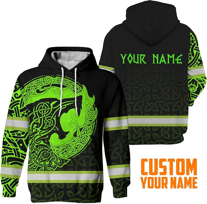 Matedecor Skull High Visibility Shirt Men Reflective Safety Shirts US Flag Custom Name Workwear, Runners, Walkers, Patriotic