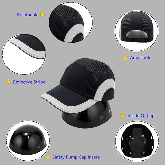 Lightweight Hard Hat Safety Bump Cap Safety Hard Hat Head Protection Cap Breathable Baseball Hat Style Comfortable Head Protection Hat for Work