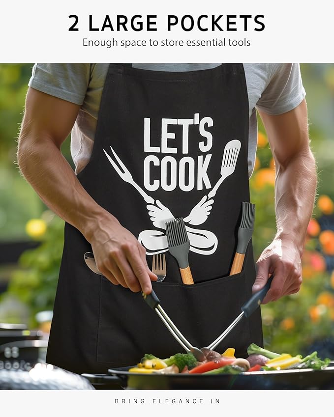 Syntus Chef Apron for Men Women Kitchen Cooking Apron with Pockets, Adjustable Bib Aprons Stain Resistant, 1 Pack