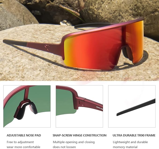 MAXJULI Polarized Sunglasses for Men Women, Windproof Outdoor Sports Cycling Running UV400 Protection Sun Glasses 8121