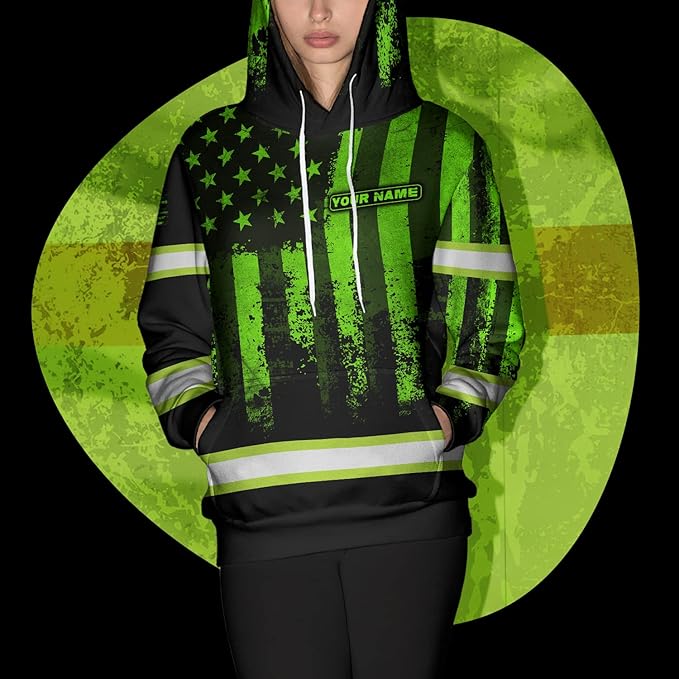 Maddly High Visibility US Flag Collection Safety Workwear Custom Name for Workers, Runners, Truckers, Patriotic