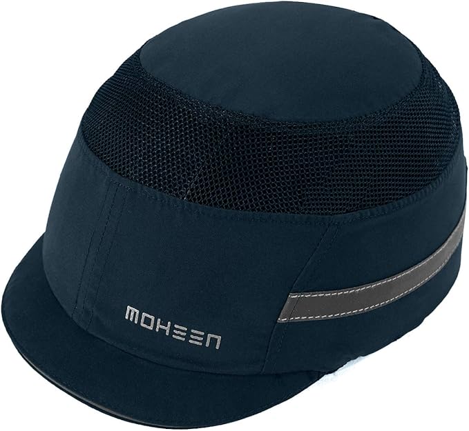 Lightweight Safety Bump Cap - Breathable Baseball Style Protective Hat with Reflective Stripes