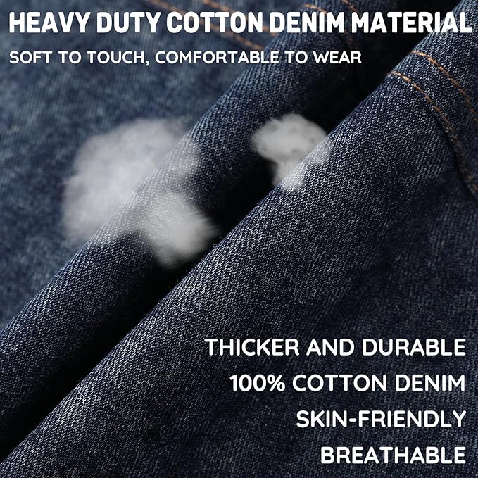 Cotton Denim Apron for Men Women, Cross Back Chef Apron with Large Pockets Removable Straps for Kitchen Cooking Gardening BBQ Hair Stylist Barista, Heavy Duty Jean Work Apron Adjustable Size