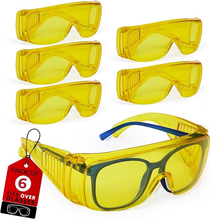 BISON LIFE Diamont Vented Over Glasses Safety Glasses | Meets ANSI Z87.1, Impact Resistant Polycarbonate Lens