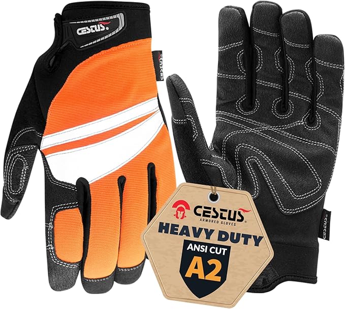Cestus HandMax Series, Heavy Duty Work Gloves Men, High Abrasion Resistance for Construction, Roofing, HVAC, Framing