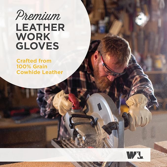 Wells Lamont Men's Leather Work Gloves, Reinforced Palm, Durable for Yardwork, Construction, and DIY, Beige, XXX-Large (1130XXX)