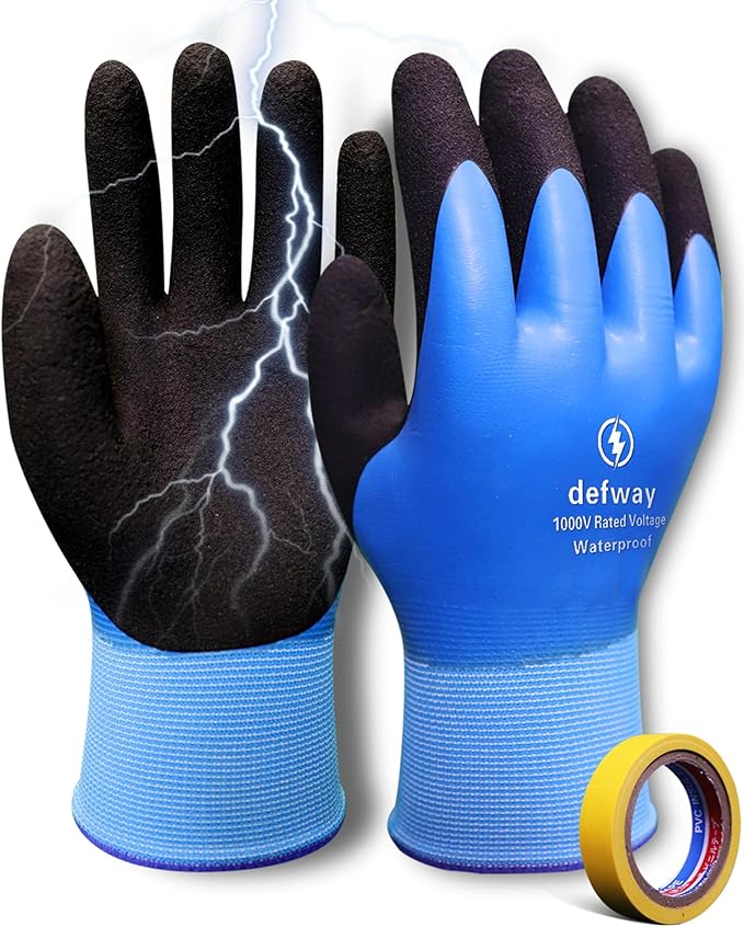 defway Insulated Work Gloves 1000V High Voltage Resistant Electrician Gloves Waterproof Work Gloves Rubber Non Slip Design