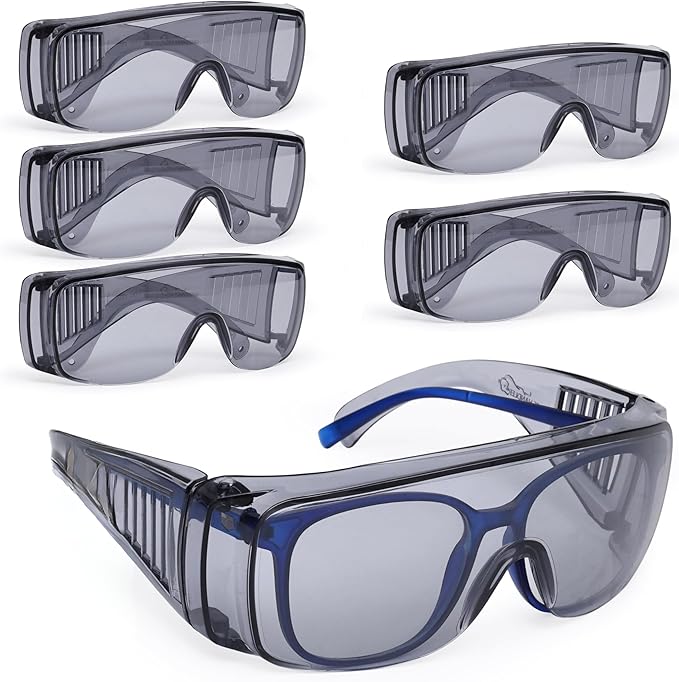 BISON LIFE Diamont Vented Over Glasses Safety Glasses | Meets ANSI Z87.1, Impact Resistant Polycarbonate Lens