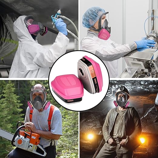3 Pairs Respirator Filters Cartridges 60925 Particulate Filter for Half and Full Face Respirator Mask 6000, 7000, FF-400 Series Against Formaldehyde, Organic Vapors and Particulates