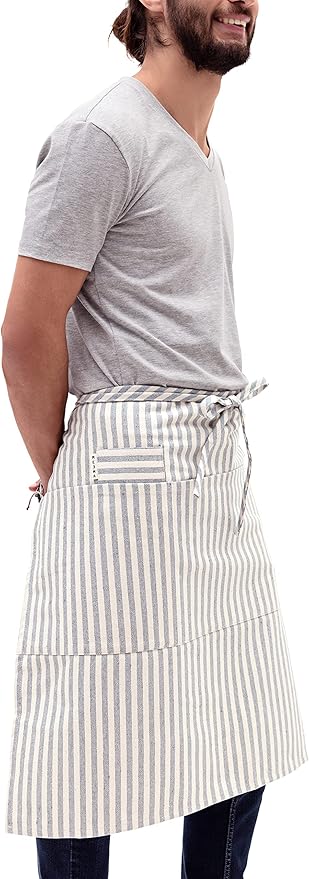 MEEMA Bistro Half Apron for Men & Women | Half Aprons for Women With Pockets | Delantales Para Meseros | Waitress Aprons | Server Apron with Pocket