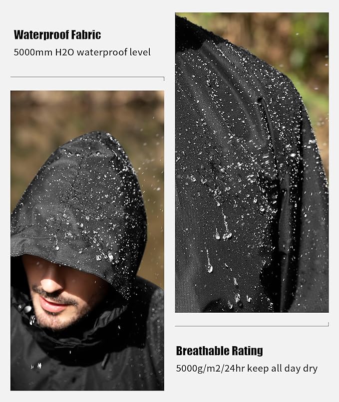 SWISSWELL Mens Women Rain Suit Rain Jacket and Pants Waterproof Lightweight Windbreaker with Detachable Hood for Golf Fishing