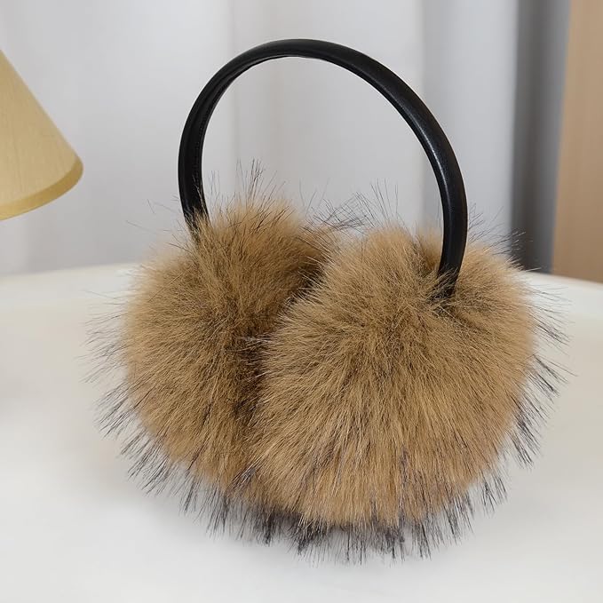 Women's Faux Fur Ear Muffs For Winter Women - Warm Faux Fur Fuzzy Ear Muffs Windproof Cold Weather Ear Warmers