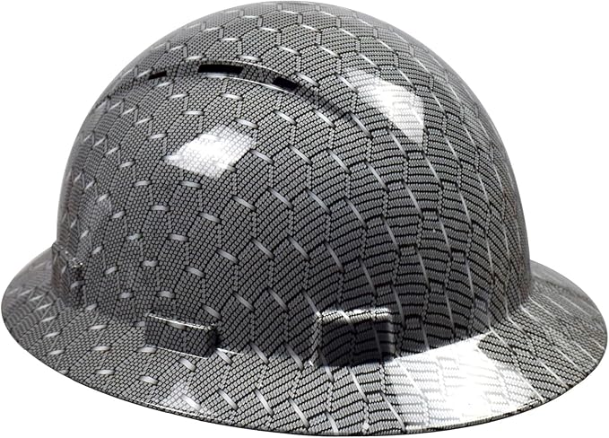 Full Brim Hard Hat - OSHA Safety Helmet Durable Lightweight Carbon Fiber Hard Hat, 6-Point Ratchet Suspension Protective Gear for Men and Women