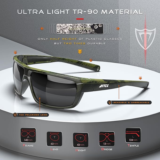 ATTCL Polarized Wrap Fishing Sunglasses Men - Driving Sports Glasses UV Protection