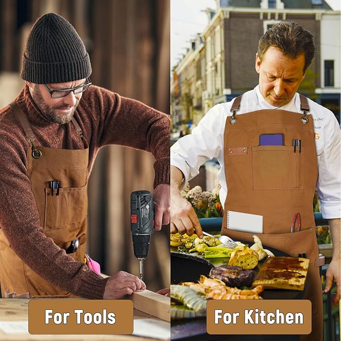Professional Chef Apron, 100% Cotton Canvas, Perfect for Cooking, Grilling, BBQ, and Kitchen Work, Durable & Stylish