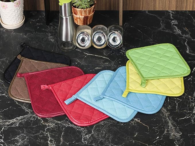 Joyhalo 6 Pack Pot Holders for Kitchen,Cotton Oven Holder with Great Heat Resistance,Non Slip Hot Pads for Kitchen Clearance,Brown