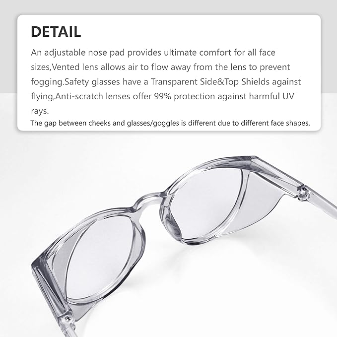 Safety Glasses Anti-Fog Goggles Z87.1 Blue Light Blocking Anti-Dust UV Protection Glasses For Men Women (Square black1)