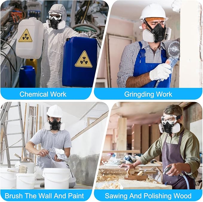 2 Set Half/Full Face Respirator Mask with Activated Carbon Filter, Chemical Paint Respirators Against Gases,Dust,Organic Vapor