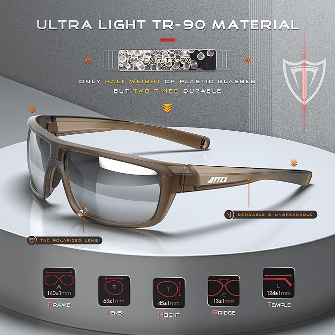 ATTCL Polarized Wrap Fishing Sunglasses Men - Driving Sports Glasses UV Protection